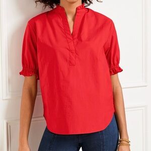 Talbots Vibrant Red Cotton Blouse